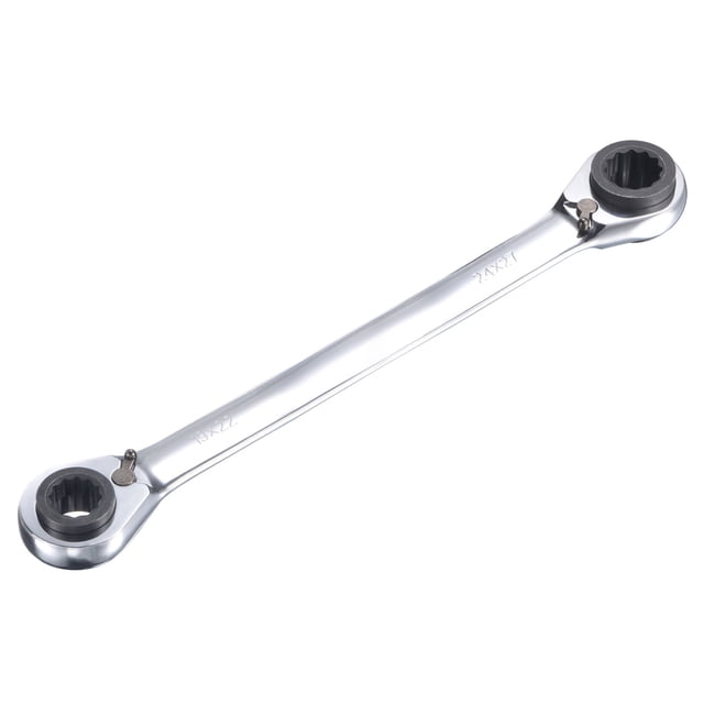 Unique Bargains 4 in 1 Reversible Ratcheting Wrench, 19-22-24-27mm 12 Point Double Box End, 72 Teeth, Metric, CR-V