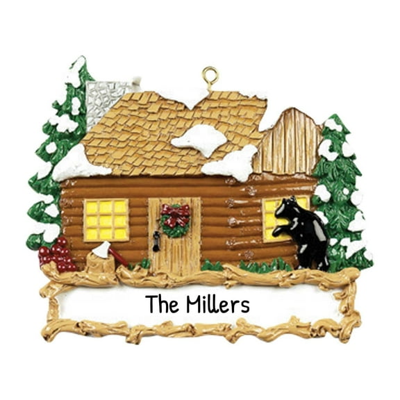 Ornaments by Elves Personalized Camping Ornaments 2024 Log Cabin Christmas Tree Ornament .25lbs