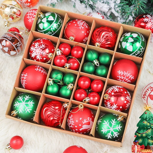Xihbxyly Adornos Navideños Coloridos, Bolas Colgantes Irrompibles, de Plástico, para Fiestas, Vibrantes Adornos para El Árbol, Juego de 44 Piezas, Fáciles de Colgar, Tamaño 6 Cm