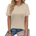 thumbnail image 3 of Fantaslook Womens Summer Tops Dressy Casual Short Sleeve Shirts Crew Neck Tunic Floral Blouses, 3 of 9