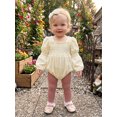 thumbnail image 5 of RUINIXCW Infant Girl Outfit Puff Long Sleeve Square Neck Bubble Romper and Headband, 5 of 8