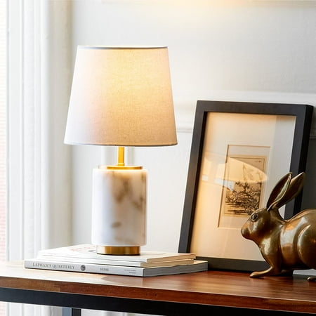 Rivet Mid Century Modern Marble Table Decor Lamp With Led Light Bulb 14 Inches White And Brass Canada Rivet Mid Century Modern Marble Table, Rivet Mid Century Modern Curved Brass Table Desk Lamp