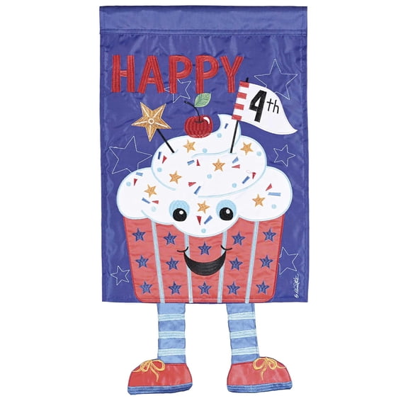 Dicksons Magnolia Garden Happy Fourth Cupcake Blue 18 x 13 Polyester Crazy Legs Outdoor Garden Flag