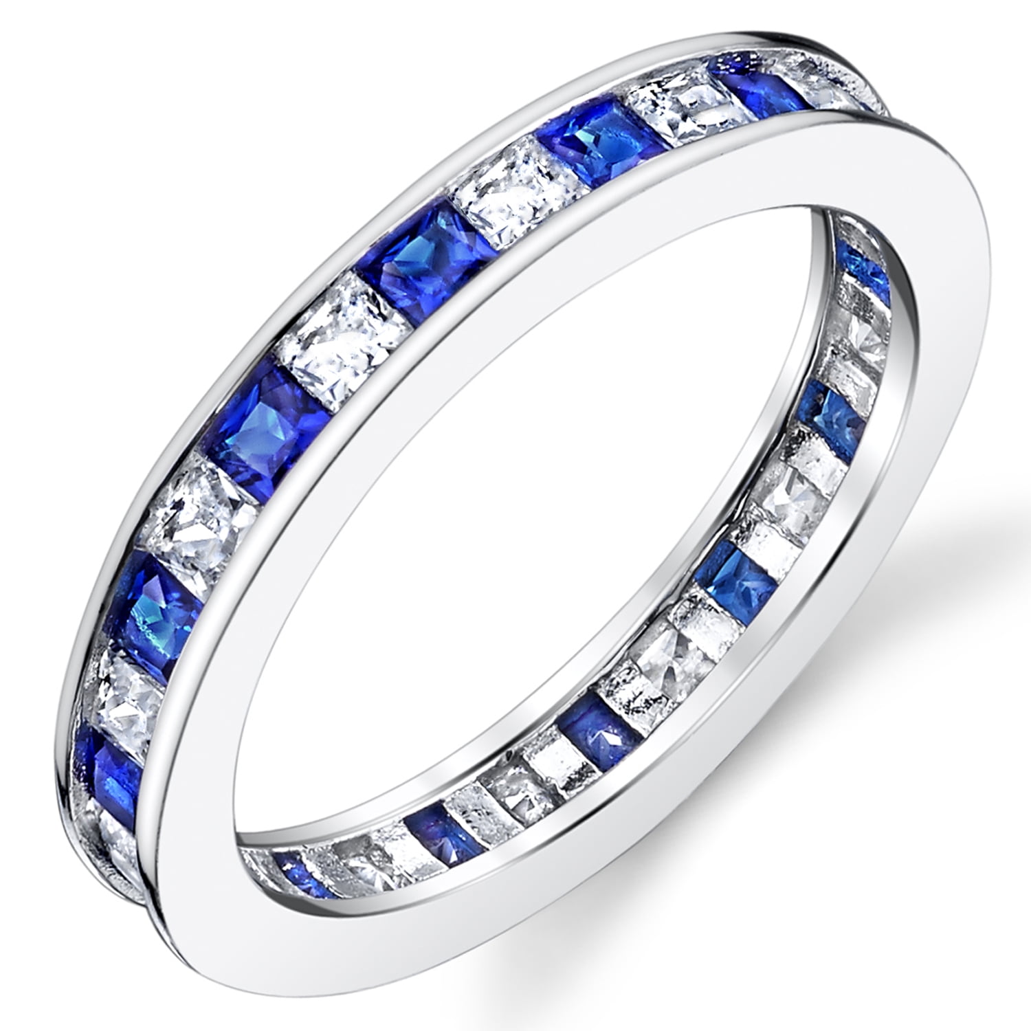 Radiant Cut Tanzanite & CZ .925 Sterling Silver Ring Taille 4-11 
