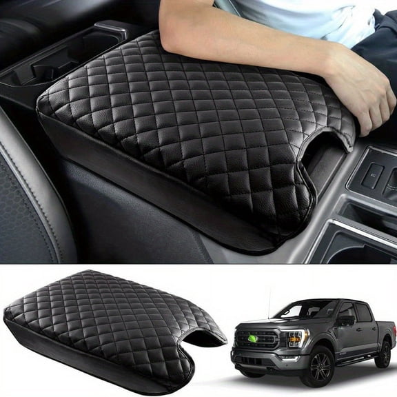 Premium Leather Armrest Cover for Ford F150 2015-2020 - Custom Fit for Center Console Bucket Seats