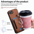 thumbnail image 6 of Dteck for iPhone 16e Case Wallet with Card Holder, RFID Blocking PU Leather Protective Case with Ring Holder Stand Wrist Strap for iPhone 16e 6.1 Inch 2025,Brown, 6 of 9
