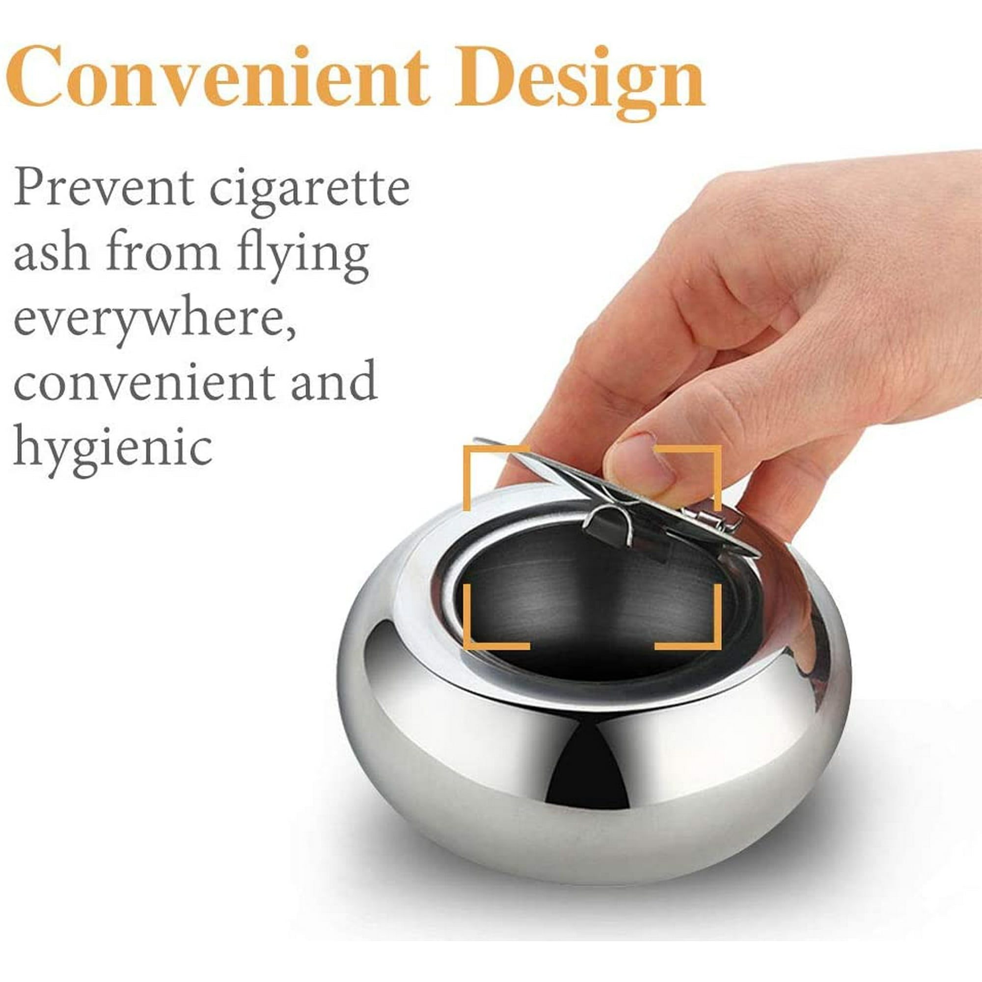 Cendrier avec couvercle, adapté pour une utilisation en intérieur et en  extérieur, cendrier à vent en acier inoxydable, pour les restes de  cigarettes