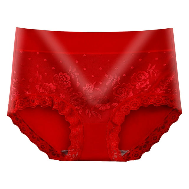 Fgnfyis sous-Vêtements pour Femmes Culottes Mode Femme Taille Mi-Haute Coton Dentelle Confortable Respirant sous-Vêtements Culottes Rouges TTG