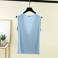 thumbnail image 5 of TEAJOPSUU Women's Soft Pajama Set Lightweight Cozy Cotton Blend Pajamas Draped Cowl Neck Sleeveless Top & Drawstring Ruffle Hem Capri Pants Summer Comfy 2 Piece Loungewear Sleepwear A-Light Blue, 5 of 5