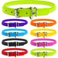 thumbnail image 2 of Rolled Leather Dog Collar for Small Pets - Durable Steel D-Ring and Metal Buckle - Bright, Comfortable Accessory, 2 of 3