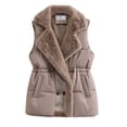 thumbnail image 2 of Ounisa Womens Corduroy Puffer Vest Laple Zip Snap Button Sleeveless Warm Waistcoat Padded Gilet, 2 of 3