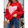 thumbnail image 5 of KelaJuan Women Loose Knit Sweater Heart Pattern Valentine's Day Sweater Long Sleeve Pullovers Spring Fall Crew Neck Jumpers Streetwear, 5 of 6