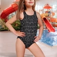 thumbnail image 2 of Uorisanigo Girls Swimsuit Size 5-6 One Piece Polyester and Spandex Beach Bathing Suit Quick Dry Black Leopard Print Summer Vacation Swimwear, 2 of 7