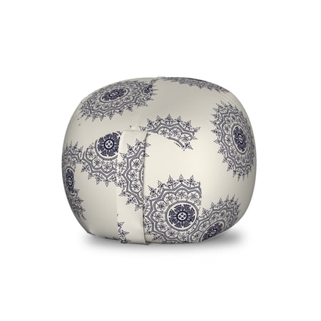 Oriental Storage Toy Bag Chair  Medallion Motif with Floral and Leafy Ornaments  Stuffed Animal Organizer Washable Bag  Small Size  Grey Yellow Violet Blue  by Ambesonne