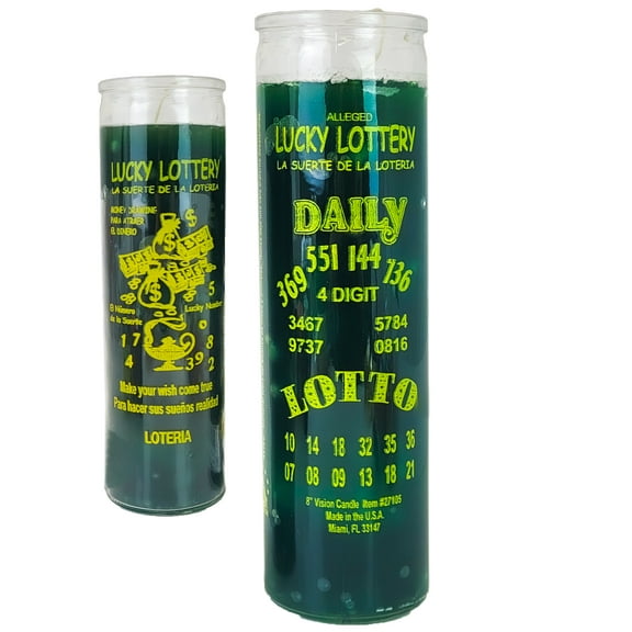 7 Day Candle Lucky Lottery - Alleged La Suerte De La Loteria Green Glass Jar Candle