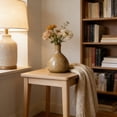 thumbnail image 4 of FYHALE Vintage Ceramic Vase Retro Tabletop Flower Vase Beige Decorative Home Decor Accents for Mantel Shelf Wedding Centerpiece Small Artisanal Vase, 4 of 6