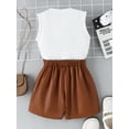 thumbnail image 5 of Little Girls Summer Shorts Sets White Sleeveless Tank Top PU Leather Shorts Sets, 5 of 10