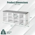 thumbnail image 3 of Queip Shoe Storage Bench, Cubby Shoe Rack Entryway Bench, 3-Tier Shoe Rack Bench 10 Cubbies Adjustable Entrance Organizer Shelf for Hallway -White, 3 of 9