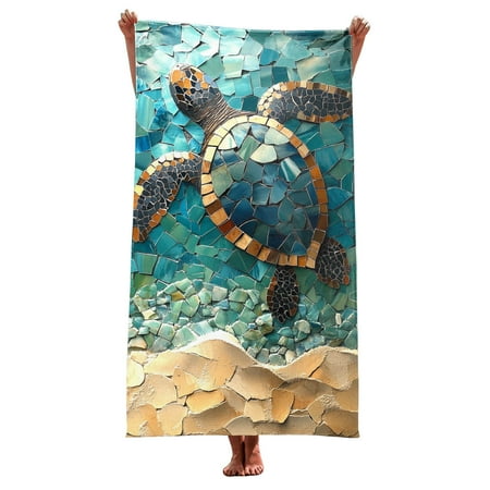 Hellosay Boys Beach Towel Kid Toddler Microfiber Oversized Absorbent Blanket Baby Girls Turtle Vacation Accessories 27"x61"
