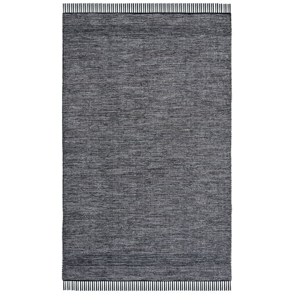 SAFAVIEH Montauk Kelsey Distressed Cotton Area Rug, Charcoal/Black, 6' x 9'