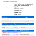 thumbnail image 2 of Lower Radiator Hose - Compatible with 2002 - 2008 Toyota Solara 2.4L 4-Cylinder 2003 2004 2005 2006 2007, 2 of 2