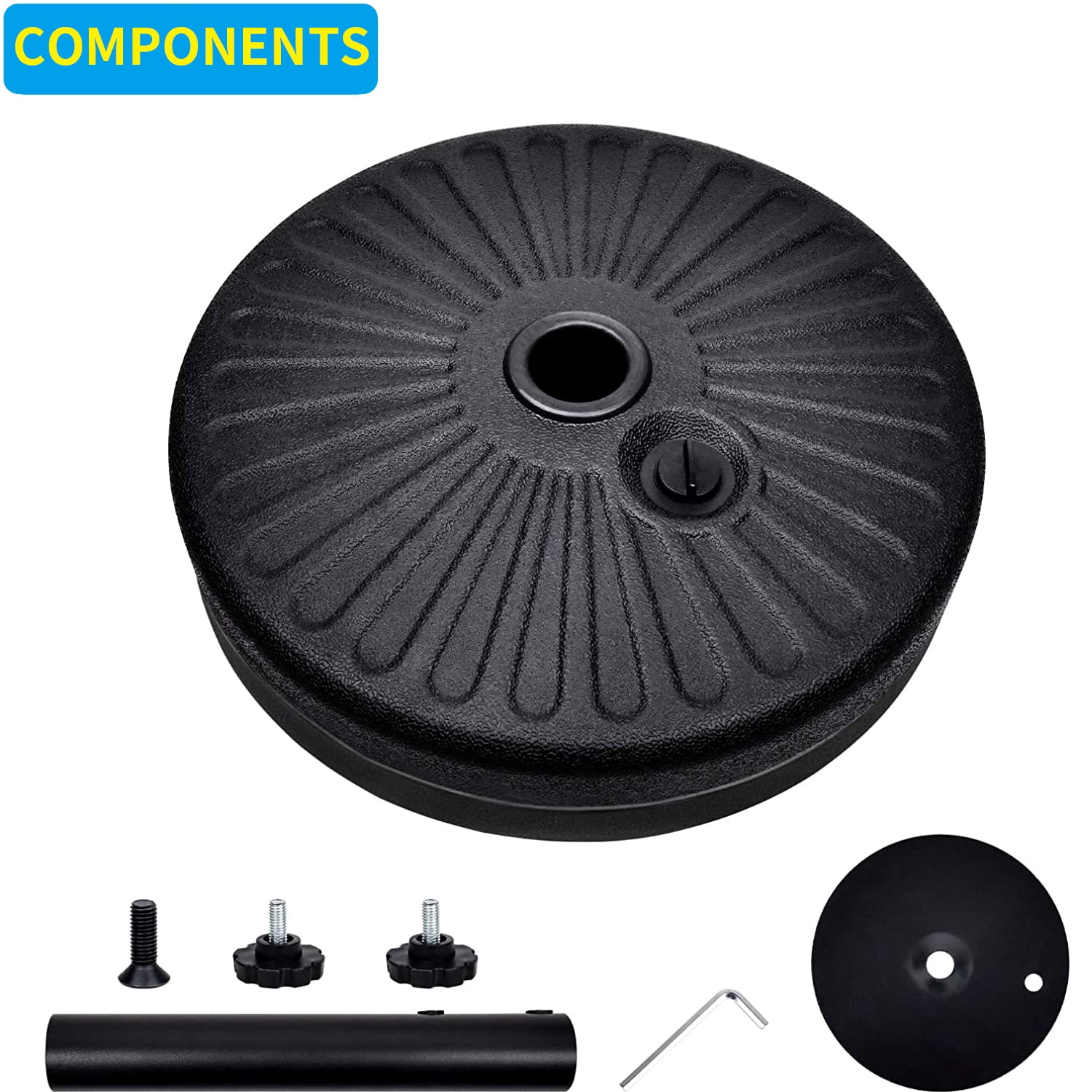Autlaycil Heavy Duty Outdoor Patio Umbrella Base, 73 lbs Sand Filled, 48 lbs Water Filled Umbrella Stand, Adjustment Knob, Black