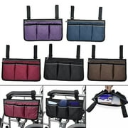 Pekwouc Wheelchair Side Bag, Wheelchair Pouch for Wheelchair, Wheelchair Bags to Hang on Side, Wheelchair Accessories Bag, Black