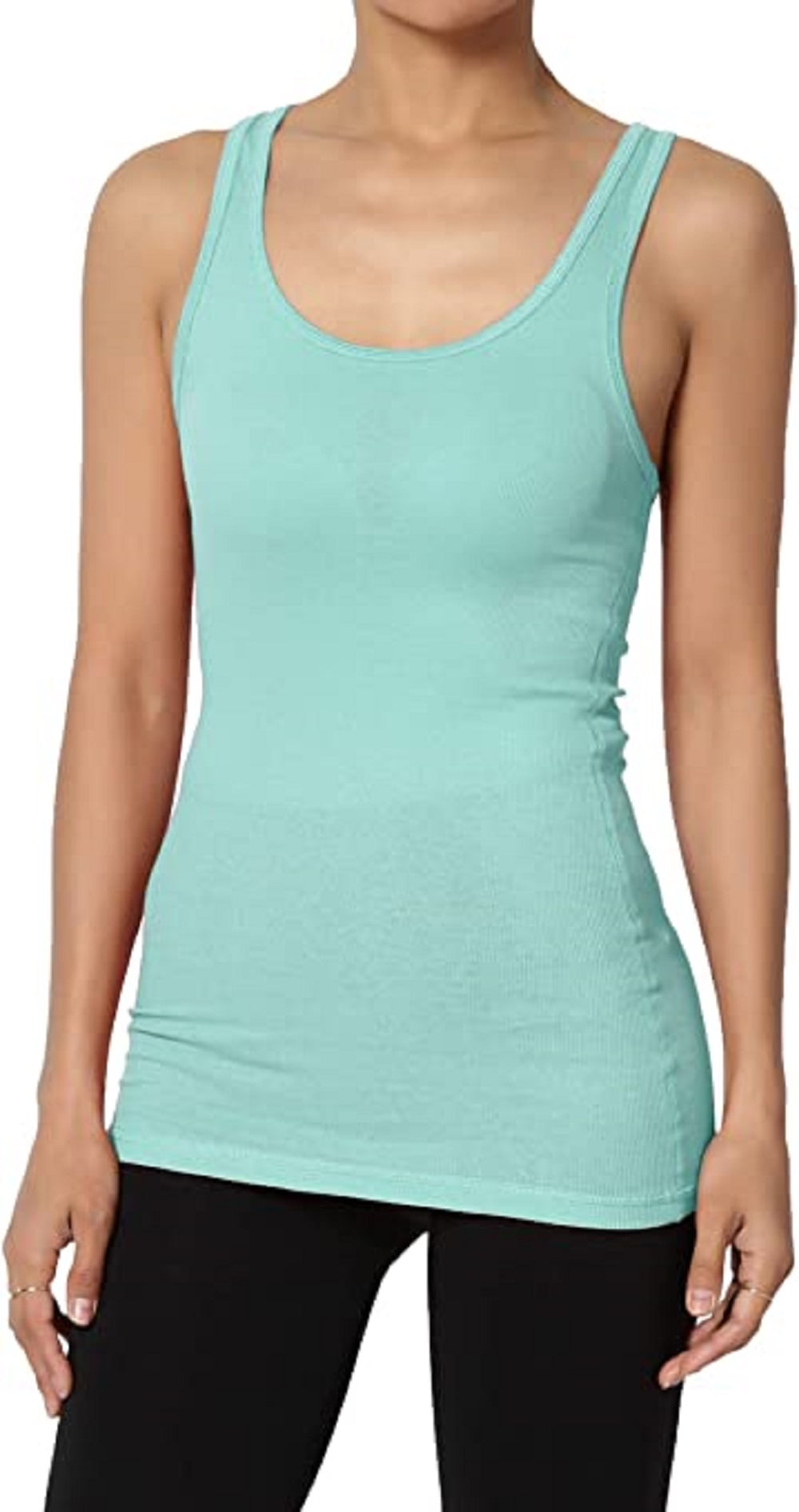 Womens Tank Top Ribbed Racer Back A-Shirt Workout Gym Yoga Stretch Free Size 