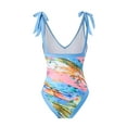 thumbnail image 4 of BERANMEY Women's Tropical Print One Piece Swimsuit with Cover up Beach Skirt Sarong Two Piece Floral Printed V Neck Tummy Control High Cut Monokini Swimsuit Bathing Suit Women's Swimwear & Clothing, 4 of 7