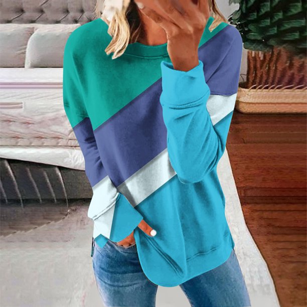 ICHUANYI Clearance Women's Fashion Printed Loose T-shirt Long Sleeves Blouse Round Neck Casual Tops Sweatshirt Hoodies(Purple, XL) ICHUANYI WER2023081512089