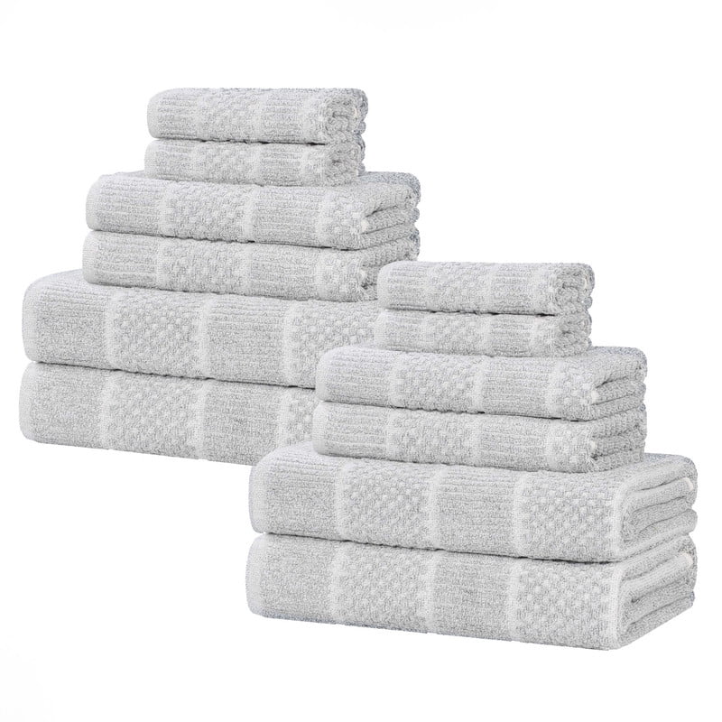 Superior Naples Viscose Cotton Blend Medium Weight 12 Piece Towel Set, Platinum