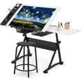 thumbnail image 3 of Drafting Table with Height Adjustable Wood Top, Drawing Table with Storage Drawers, Extendable Design, Art Desk Ideal for Drawing, Painting, Writing, Home Office, White, 3 of 9