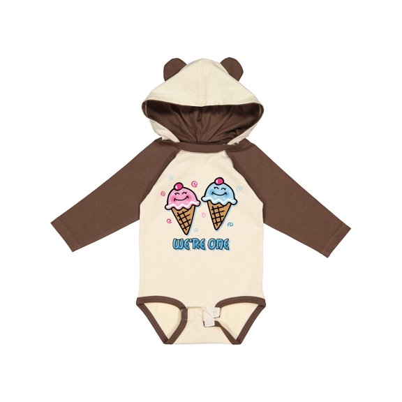 Inktastic Ice Cream We're One Twin Boy & Girl Boys or Girls Long Sleeve Baby Bodysuit