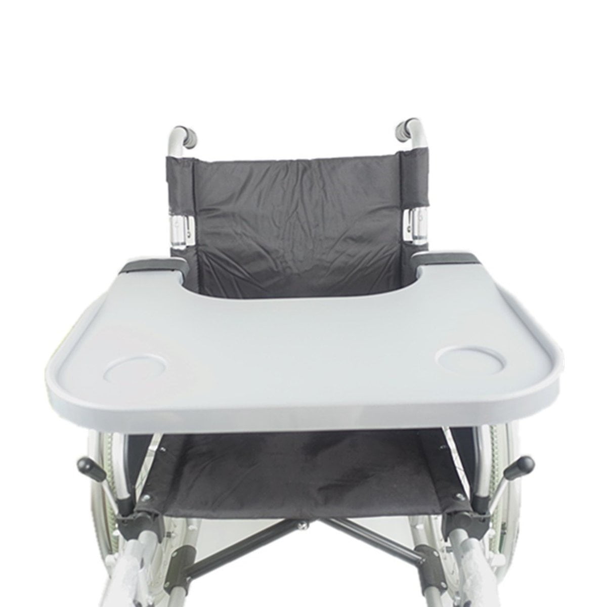 Wheelchair Lap Tray, Gray Wheelchair Tray Table Accessories with 2 Cup Holder Medical Portable