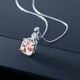 thumbnail image 3 of Gem Stone King 10K White Gold Peach Nano Morganite and Red Garnet Pendant Necklace for Women (4.39 Cttw, Gemstone October Birthstone, Cushion Cut 10MM, with 18 inch Chain), 3 of 4