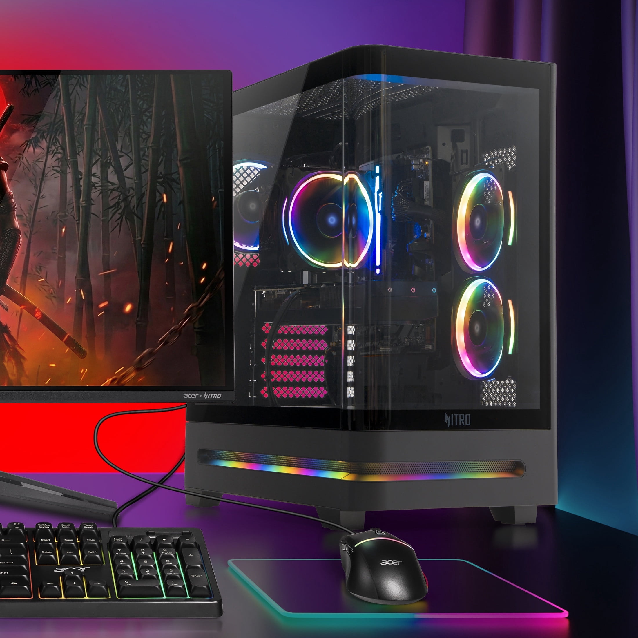 Acer Nitro 85 Gaming Desktop, AMD Ryzen 7 8700F, NVIDIA GeForce RTX 5070 with 988 AI TOPS & 12GB GDDR7 Video Memory, 16GB DDR5 RAM, 1TB PCIe 4.0 NVMe SSD, N85-100-UW35, Black, New