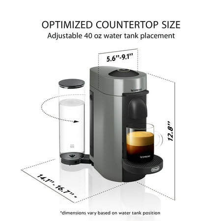 Nespresso Vertuo Plus Coffee and Espresso Maker by De'Longhi, Grey with Aeroccino Milk Frother - Grey
