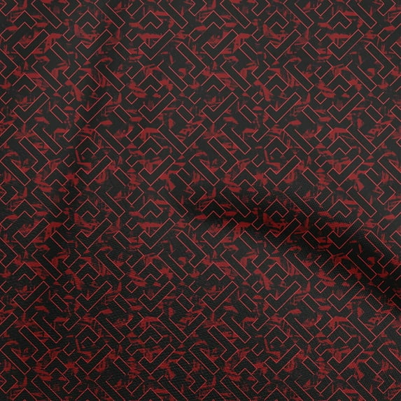oneOone Cotton Poplin Red Fabric Geometric Dress Material Fabric Print Fabric By The Yard 42 Inch Wide