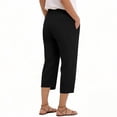 thumbnail image 4 of Miluxas Women's Lightweight Business Casual Capri Pants Elastic Waistband Tapered Loose Fit Capris with Pockets for Summer Daily Wear Loungewear Black, 4 of 5
