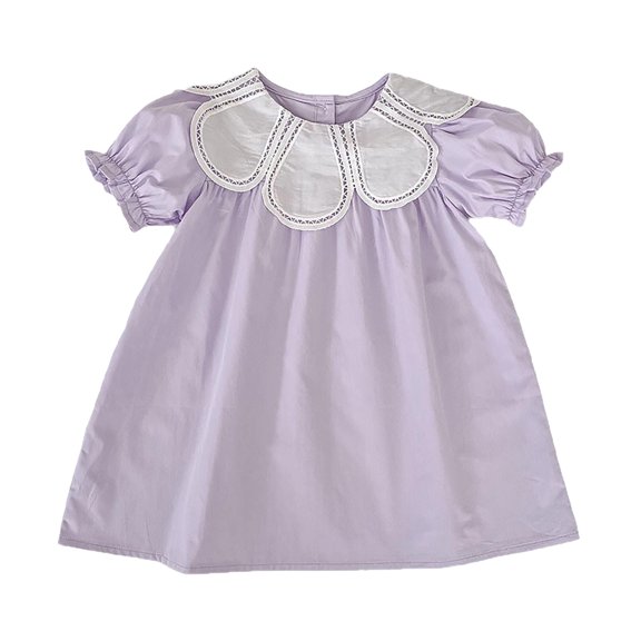 SUYIDA Girls Summer Flutter Sleeve Dress, Casual Party Outfit A Line Knee Length, Twirl Playful Daily Wear for Kids