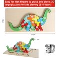 thumbnail image 5 of Rompecabezas de madera de animales 3D para niños, rompecabezas de madera Montessori de 3 piezas, animales de juguete, juguete de madera (cocodrilo + dinosaurio + camión), 5 of 5