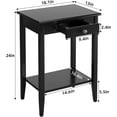 thumbnail image 6 of Table with Drawer Black End Table Narrow Bedside Tables with 2-Tier Storage Shelves Versatile Night Stand for Living Room, Bedroom，Easy Assembly, 6 of 7