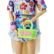 Barbie Extra Fashion Doll with Blonde Hair Dressed in Floral 2-Piece Outfit with Accessories & Pet