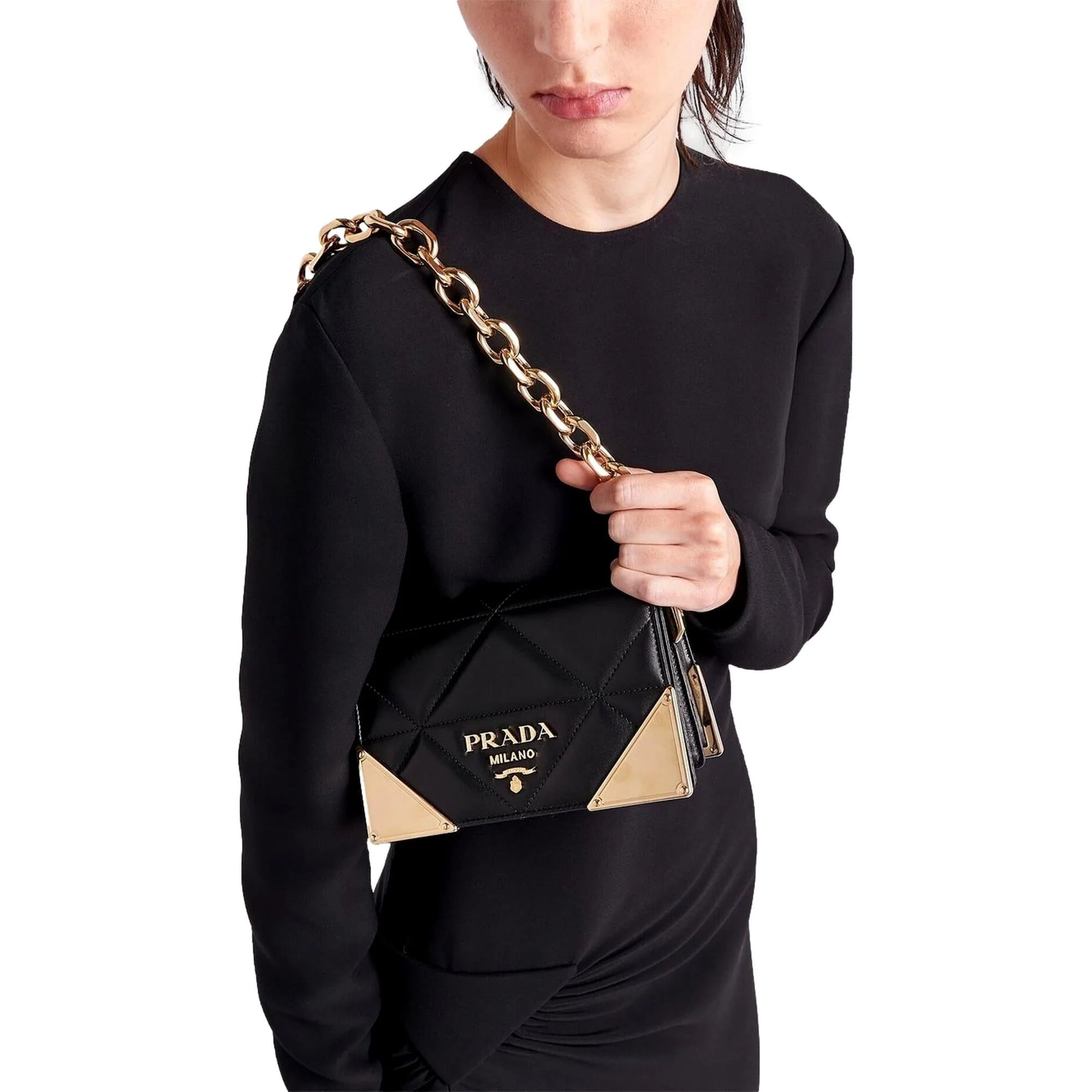 VIP価格.PRADA Quilted Nappa Shoulder Bag 関税送料込 Prada Women's Quilted Nappa Leather Shoulder Bag, Black