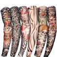 thumbnail image 1 of 2 Pcs New Nylon Elastic Fake Temporary Tattoo Sleeve Designs Body Arm Stockings Tattoos, 1 of 3