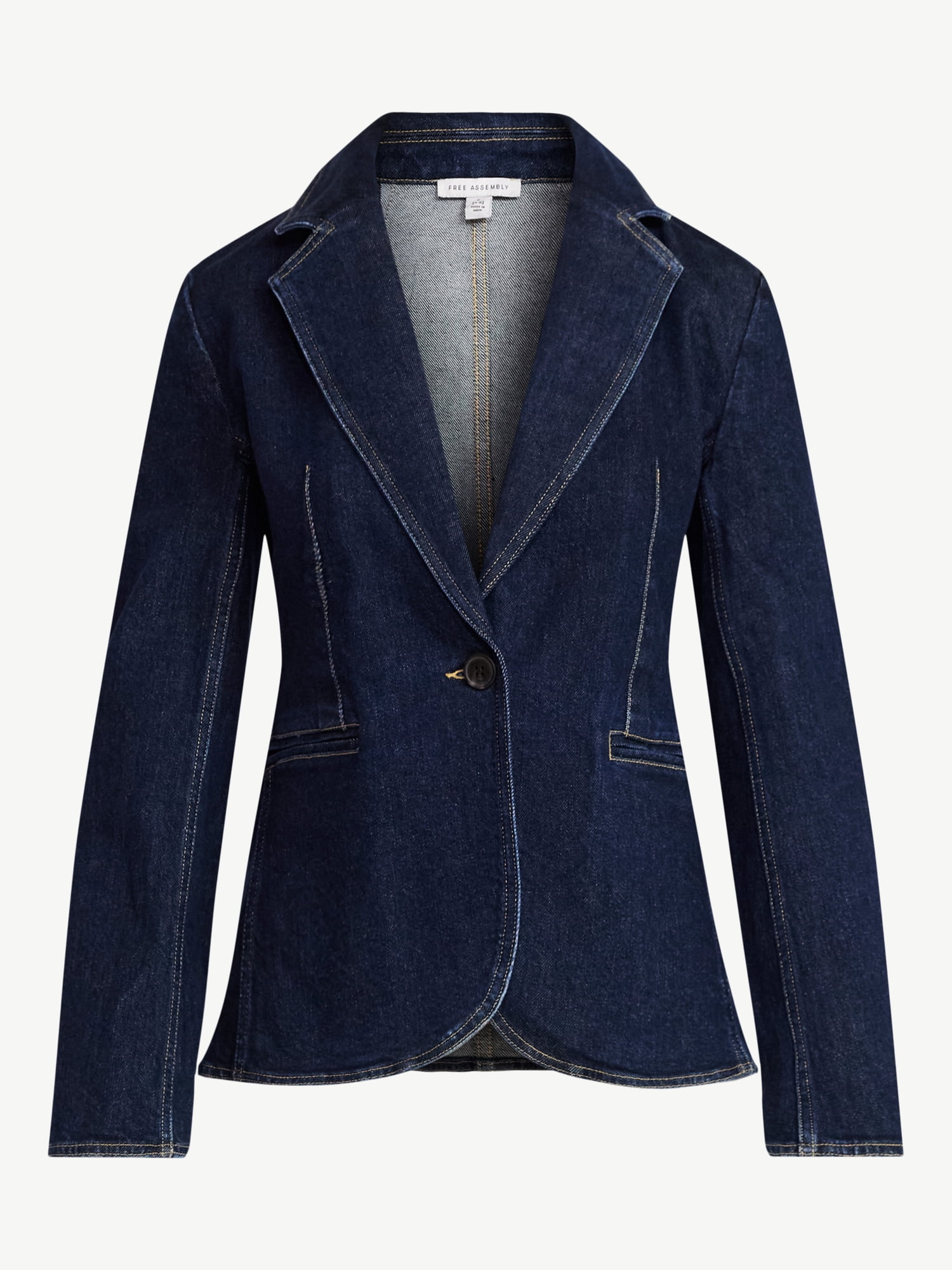 Free Assembly Women's Single Breasted Denim Blazer, Sizes XS-XXL