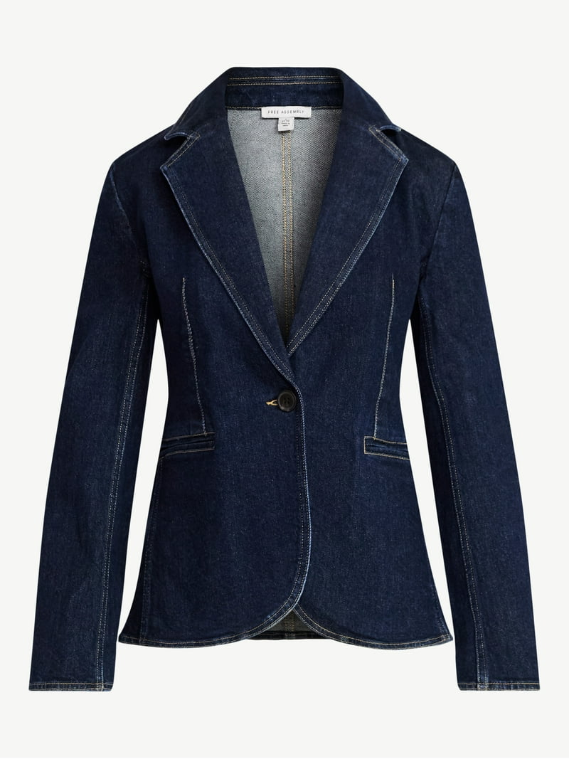 Free Assembly Women's Single Breasted Denim Blazer, Sizes XS-XXL