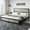 Washed Gray-FULL, variant on Studyset Bed Frame with Headboard, Industrial Metal Platform, Platform Bed Frame with Headboard and Metal Slated Frame with Riveted Decoration, Charging Station, 1000 LBS Capacity, Under-Bed Storage