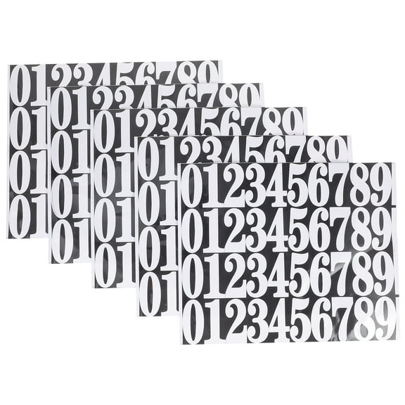 Homoyoyo PVC Outdoor Mailbox Number Stickers, 5 Sheets, Weather Resistant Trash Can Number Decals