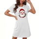 thumbnail image 1 of Camisón corto navideño para mujer, talla grande, cuello redondo, manga corta, estampado en el pecho, vestido de noche para mujer, 1 of 3
